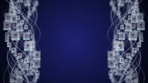 Intertwined HYDROGEN MOLECULE, Animation, Rendering, Background, Loop Vídeo Stock 125934444