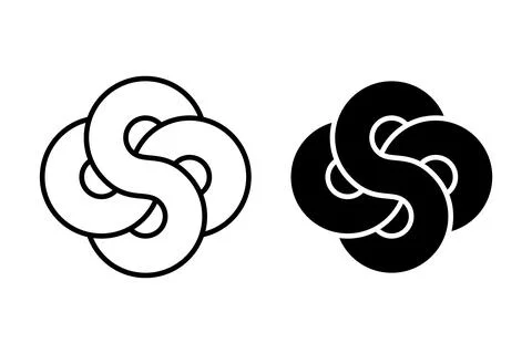 Intertwined infinity symbols, two figure eight interlocking Stock Illustration