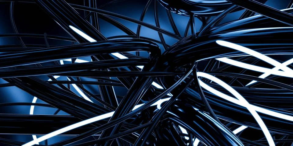 Intertwined Lines on Blue Background Stock Illustration