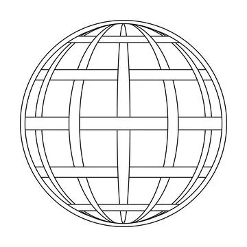 Intertwined meridian and parallel of the globe of the earth grid, the globe of Illustrazione stock