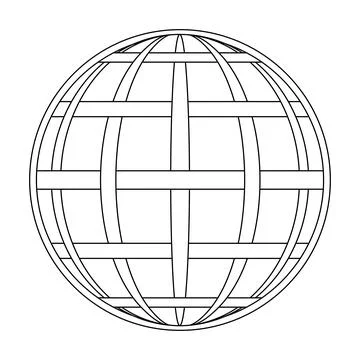 Intertwined meridian and parallel of the globe of the earth grid, the globe of Illustrazione stock