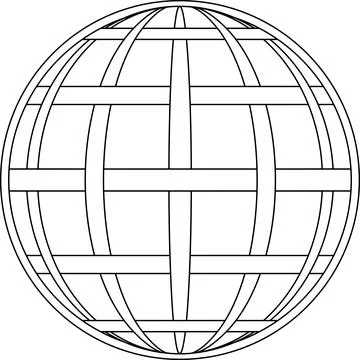Intertwined meridian and parallel of the globe of the earth grid, the globe.. Illustrazione stock