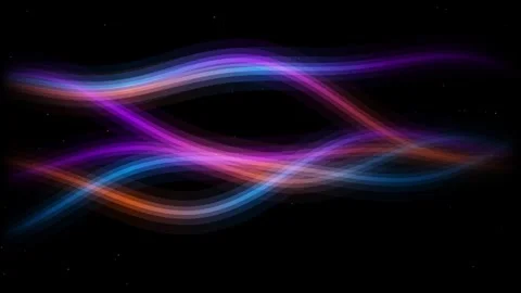 Intertwined Neon Wave Ribbons and Flowing Audio Frequency Loop Stock Footage 345254849