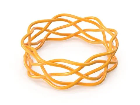 Intertwined Orange Wavy 3D Ring 스톡 일러스트