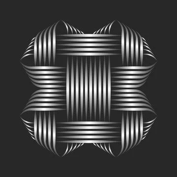 Intertwined pattern logo square shape 3d effect, overlapping parallel thin .. Stock Illustration