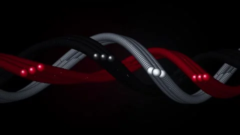 Intertwined Red and Silver Cables with LED Lights Moving Seamlessly Against.. Stock Footage 344843450