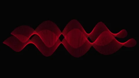 Intertwined Red Waveform Lines Composed of Tiny Dots on animation Black abs.. Stock Footage 321591960