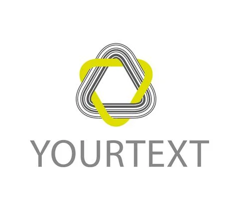 Intertwined rounded triangles. A barcode and green line. Ready logo Stock Illustration