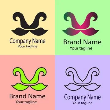 Intertwined Scroll Moustache logo design Stock Illustration