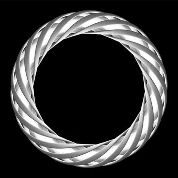 Intertwined stripes in the shape of torus, in gray tones. Neon hoop inside... Stock Illustration