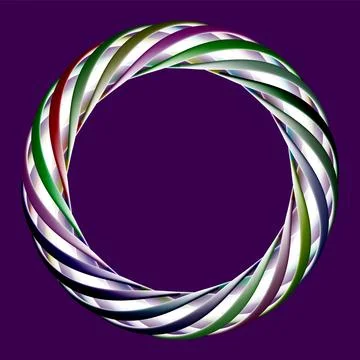 Intertwined stripes in the shape of a torus, in multi-colored colors. Neon .. Stock Illustration