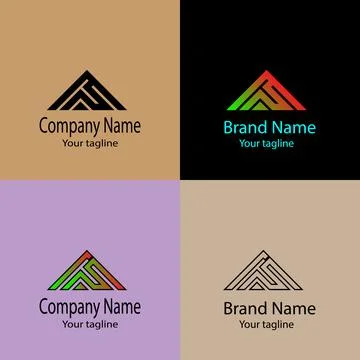 Intertwined Triangle Peak logo design Illustrazione stock