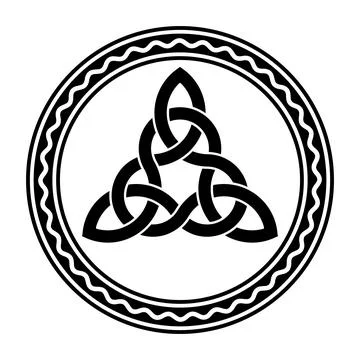 Intertwined triquetra, a Celtic knot, in a circle frame Stock Illustration