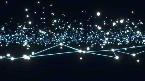 Intertwined virtual and real blue and white network particles on a dark bac.. 스톡 일러스트