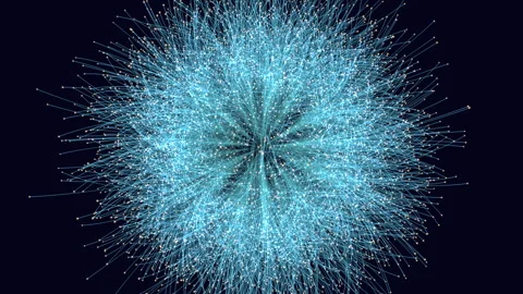 Intertwined web a hypnotic 3d network of interconnected dots and lines Vídeo Stock 289327614