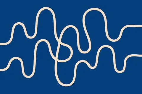 Intertwined white waves on a deep blue background abstract Ilustração Stock