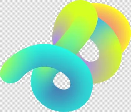 Intertwining 3D render is showing ribbon-like gradient torus loops on Stockillustratie