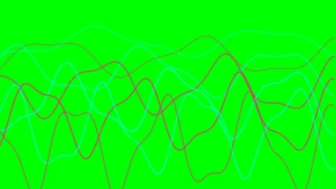 Intertwining brown and cyan sine waves isolated on a vivid green background Stock Footage 340268422