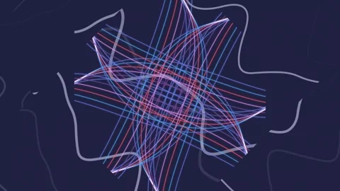 Intertwining colorful lines forming a star shape, abstract geometric pattern, te Vidéo 330929013