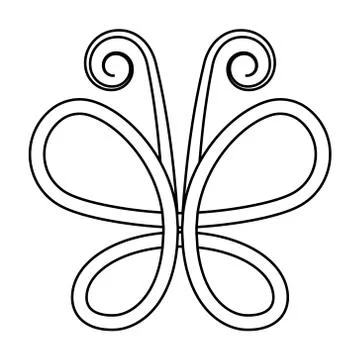Intertwining contours graceful butterfly, vector icon symbol concept of summe Stock Illustration