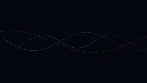 Intertwining minimalist light waves against a deep black background texture Vídeo Stock 336263521