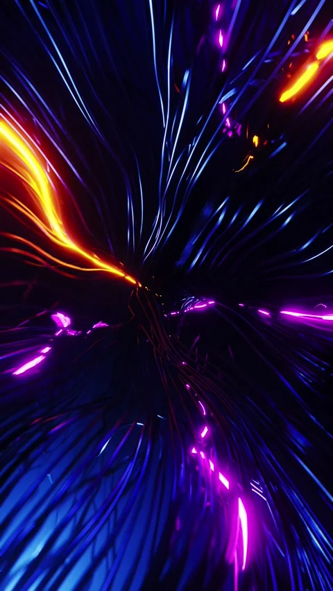 The intertwining wires flash in different colors. Vertical looped video Stock Footage 228025339