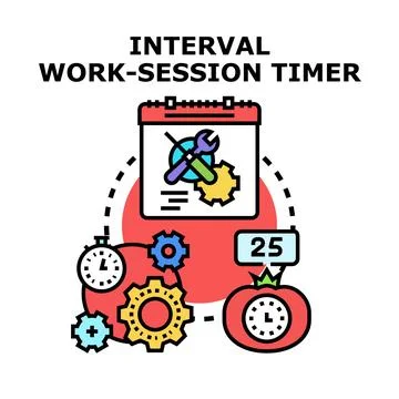 Interval work session timer organizing productivity and time management Stock Illustration