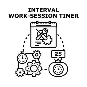 Interval work session timer organizing productivity and time management Stock Illustration