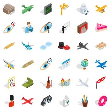 Intervention icons set, isometric style Stock Illustration