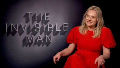 Interview with actress Elizabeth Moss about movie 'The Invisible Man', 2020 Video stock 128811608