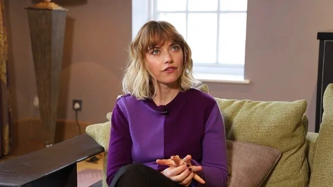 Interview with actress Imogen Poots at press junket premiere of 'Vivarium', 2020 Video stock 128812207