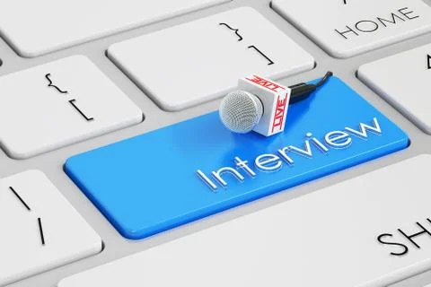 Interview button, key on keyboard. 3D rendering Stock Illustration