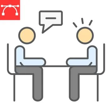 Interview color line icon, discussion and two people talking, recruitment Stock Illustration