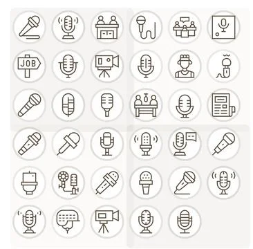 Interview Comprehensive Vector Bundle with 35 PIXEL Perfect Regular Line 25.. Stock Illustration