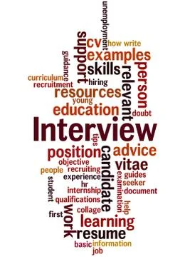 Interview, curriculum vitae, word cloud concept Stock Illustration