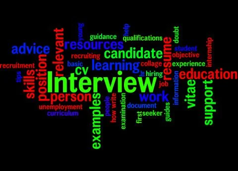 Interview, curriculum vitae, word cloud concept Stock Illustration