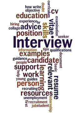 Interview, curriculum vitae, word cloud concept Stock Illustration
