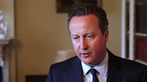 Interview with David Cameron about the steel crisis Stock Footage 149132168