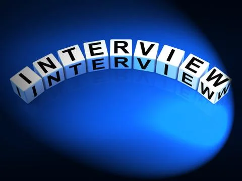 Interview dice mean conversation or dialogue when interviewing 스톡 일러스트
