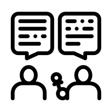 Interview Discuss Icon Vector Outline Illustration Illustrazione stock
