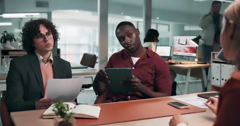 Interview, discussion or people in office with review, evaluation or onboarding Stock Footage 341468429