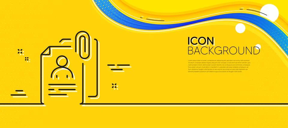 Interview documents line icon. CV file attachment sign. Minimal line yellow Stock Illustration
