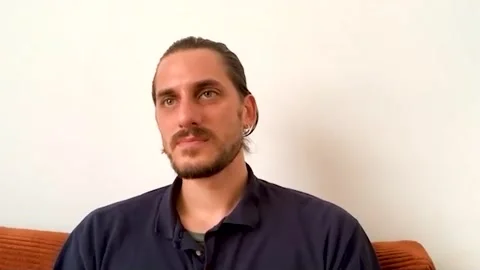 Interview with famous actor Luca Marinelli for movie 'Martin Eden' - 2021 Video stock 161185573