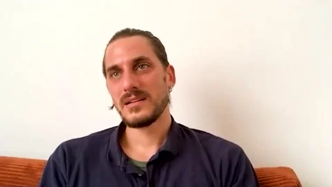Interview with famous actor Luca Marinelli for movie 'Martin Eden' - 2021 Stock Footage 161192633