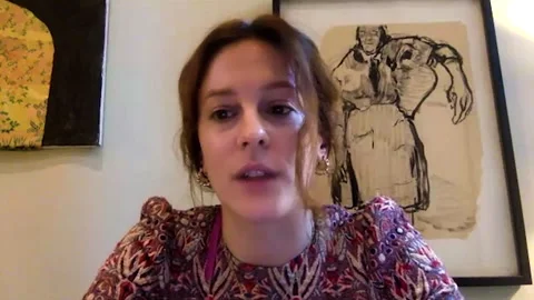 Interview with famous actress Phoebe Fox for movie 'The Great' - 2020 Video stock 154357893