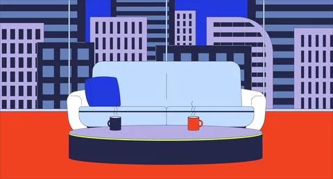Interview filming location flat illustration Stock Illustration