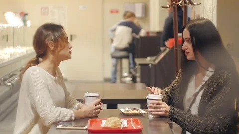 Interview at the girl in the cafe Stock Footage 72622665