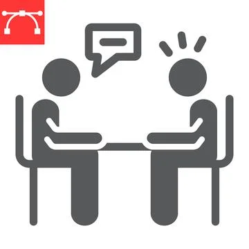 Interview glyph icon, discussion and two people talking, recruitment interview Stock Illustration