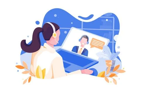 Interview &amp; Hiring Illustration concept. Flat illustration isolated on white  Stock Illustration