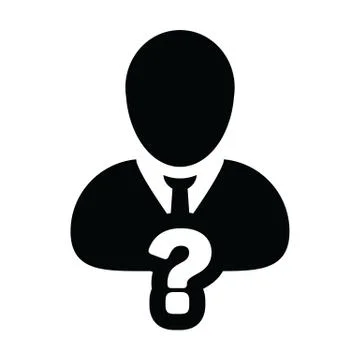 Interview icon vector question mark with male user person profile avatar symbol Stock-Illustration